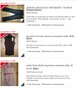 Aperçu d'annonces vêtements gratuites sur Paruvendu Bons Plans