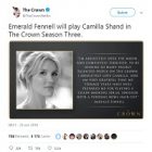 Emerald Fennell incarnera Camilla Shand dans « The Crown »