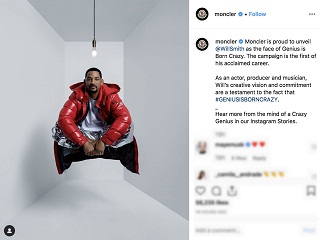 Moncler: Will Smith, l acteur americain incarne la campagne Genius Is Born Crazy