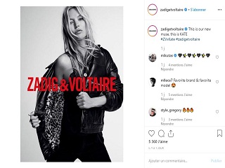 Zadig et Voltaire: Kate Moss, le mannequin britannique est l ambassadrice de la marque de vetements