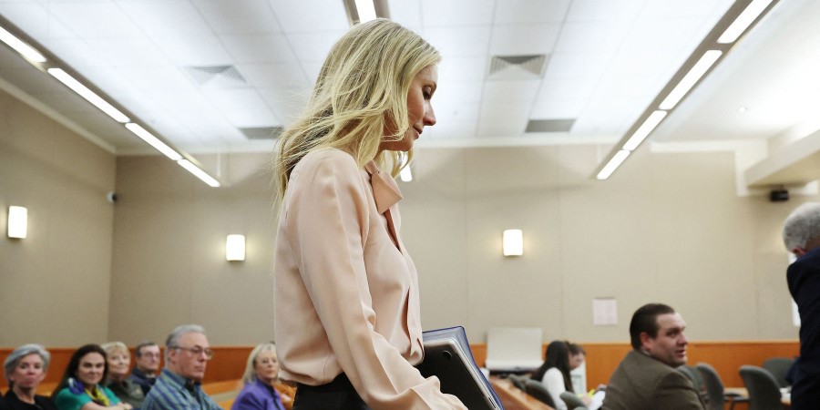 L’actrice Gwyneth Paltrow durant son procès arborant l’esthétique courtcore