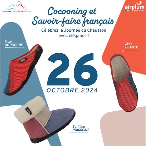 2 chaussons bleu blanc rouge : 1 mule et 1 chausson boots