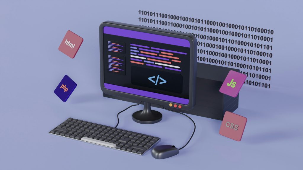 Illustration d’un ordinateur de bureau avec souris et clavier