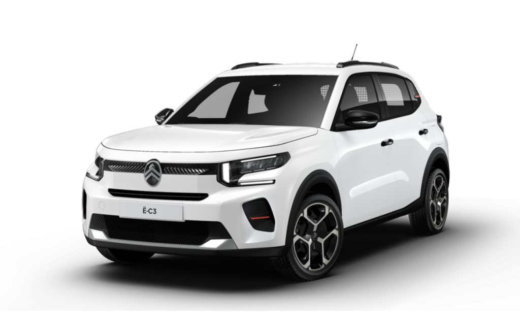 Citroën ë-C3 Société VAN blanche profil avant, version utilitaire pro 2025
