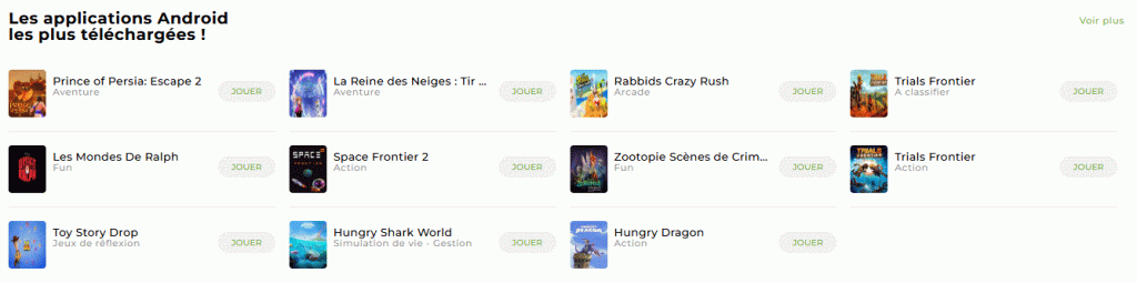 Des applis Android sur Mobijeux